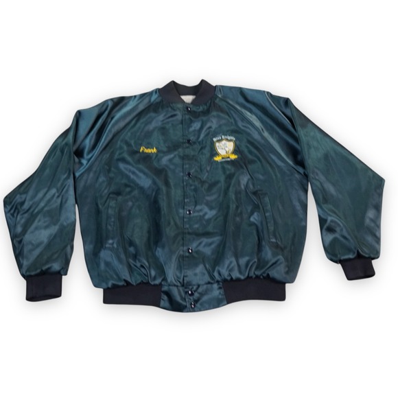Vintage Blue Knights Merrimack Valley Massachusetts Satin Bomber Jacket 2XL - Picture 1 of 11